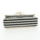 CHANEL Matelasse 25 Chain Shoulder Bag Canvas White Gold CC Auth 206278SM-5