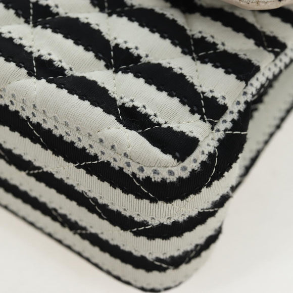 CHANEL Matelasse 25 Chain Shoulder Bag Canvas White Gold CC Auth 206278SM