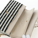 CHANEL Matelasse 25 Chain Shoulder Bag Canvas White Gold CC Auth 206278SM-27