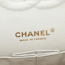 CHANEL Matelasse 25 Chain Shoulder Bag Canvas White Gold CC Auth 206278SM-30