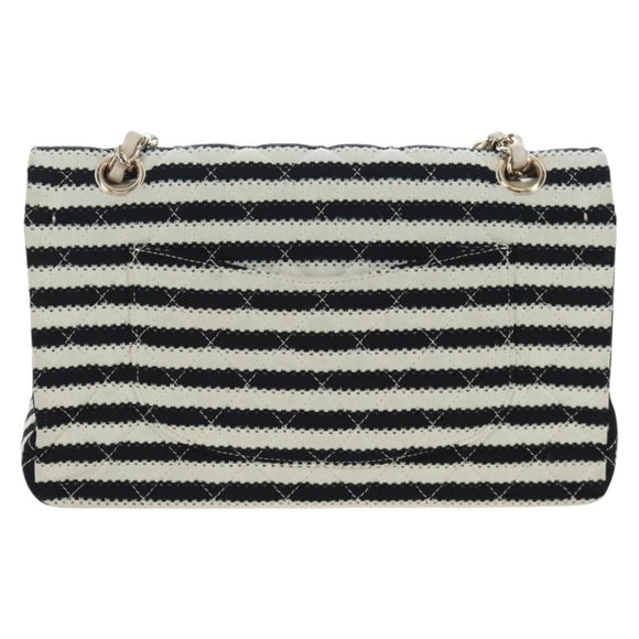 CHANEL Matelasse 25 Chain Shoulder Bag Canvas White Gold CC Auth 206278SM