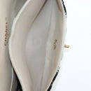 CHANEL Matelasse 25 Chain Shoulder Bag Canvas White Gold CC Auth 206278SM-34