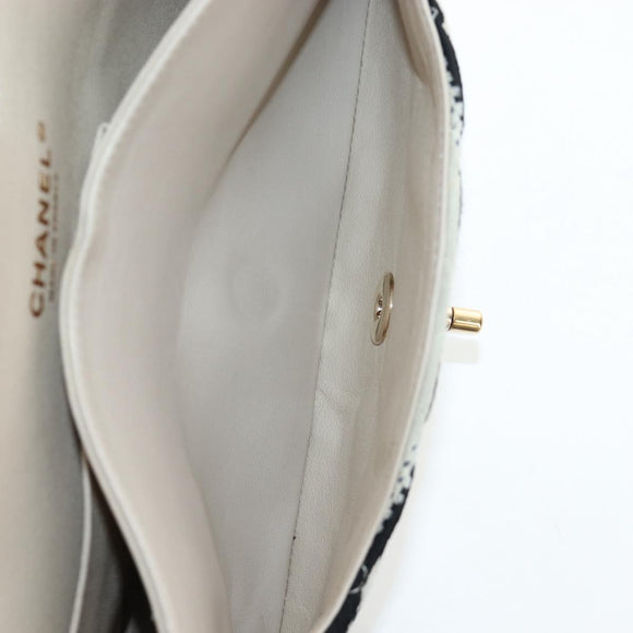 CHANEL Matelasse 25 Chain Shoulder Bag Canvas White Gold CC Auth 206278SM