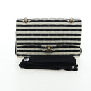 CHANEL Matelasse 25 Chain Shoulder Bag Canvas White Gold CC Auth 206278SM-12