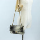 CHANEL Matelasse 25 Chain Shoulder Bag Canvas White Gold CC Auth 206278SM-35
