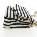 CHANEL Matelasse 25 Chain Shoulder Bag Canvas White Gold CC Auth 206278SM-4