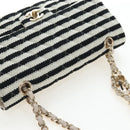 CHANEL Matelasse 25 Chain Shoulder Bag Canvas White Gold CC Auth 206278SM-6