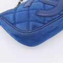 CHANEL Matelasse Chain Shoulder Bag Canvas Blue Silver CC Auth 206279V-11