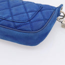 CHANEL Matelasse Chain Shoulder Bag Canvas Blue Silver CC Auth 206279V-12