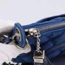 CHANEL Matelasse Chain Shoulder Bag Canvas Blue Silver CC Auth 206279V-15