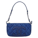 CHANEL Matelasse Chain Shoulder Bag Canvas Blue Silver CC Auth 206279V-2