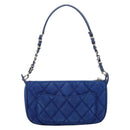 CHANEL Matelasse Chain Shoulder Bag Canvas Blue Silver CC Auth 206279V-3