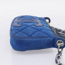 CHANEL Matelasse Chain Shoulder Bag Canvas Blue Silver CC Auth 206279V-5