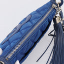 CHANEL Matelasse Chain Shoulder Bag Canvas Blue Silver CC Auth 206279V-6