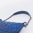 CHANEL Matelasse Chain Shoulder Bag Canvas Blue Silver CC Auth 206279V-8