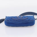 CHANEL Matelasse Chain Shoulder Bag Canvas Blue Silver CC Auth 206279V-9