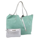 Tiffany & Co. Tote Bag Suede Turquoise Blue Silver Auth 206280A-1
