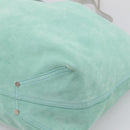 Tiffany & Co. Tote Bag Suede Turquoise Blue Silver Auth 206280A-14