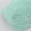 Tiffany & Co. Tote Bag Suede Turquoise Blue Silver Auth 206280A-15