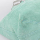 Tiffany & Co. Tote Bag Suede Turquoise Blue Silver Auth 206280A-17