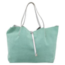 Tiffany & Co. Tote Bag Suede Turquoise Blue Silver Auth 206280A-13
