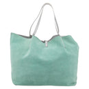Tiffany & Co. Tote Bag Suede Turquoise Blue Silver Auth 206280A-2