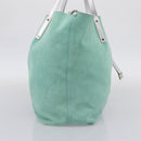 Tiffany & Co. Tote Bag Suede Turquoise Blue Silver Auth 206280A-3