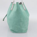 Tiffany & Co. Tote Bag Suede Turquoise Blue Silver Auth 206280A-4