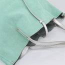 Tiffany & Co. Tote Bag Suede Turquoise Blue Silver Auth 206280A-6