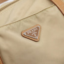 PRADA Tote Bag Nylon Beige Silver Auth 206281A-14
