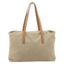 PRADA Tote Bag Nylon Beige Silver Auth 206281A-3