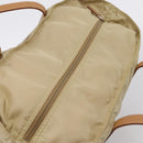 PRADA Tote Bag Nylon Beige Silver Auth 206281A-6