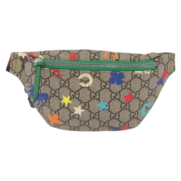 GUCCI GG Supreme Children's Body Bag PVC Beige Silver 502095 Auth 206282M