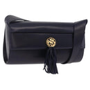 Salvatore Ferragamo Shoulder Bag Leather Navy Gold Auth 206283A-1