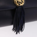 Salvatore Ferragamo Shoulder Bag Leather Navy Gold Auth 206283A-19