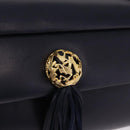 Salvatore Ferragamo Shoulder Bag Leather Navy Gold Auth 206283A-20