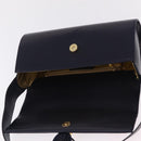 Salvatore Ferragamo Shoulder Bag Leather Navy Gold Auth 206283A-10