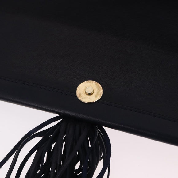 Salvatore Ferragamo Shoulder Bag Leather Navy Gold Auth 206283A