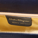 Salvatore Ferragamo Shoulder Bag Leather Navy Gold Auth 206283A-12