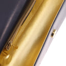 Salvatore Ferragamo Shoulder Bag Leather Navy Gold Auth 206283A-11