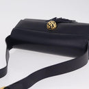 Salvatore Ferragamo Shoulder Bag Leather Navy Gold Auth 206283A-6