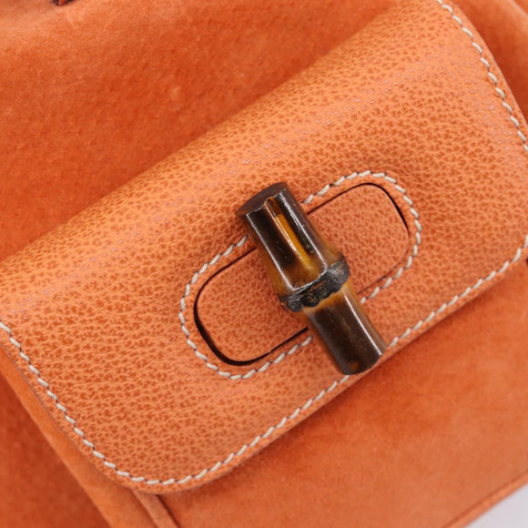 GUCCI Bamboo Backpack Suede Orange Gold 003 2058 0030 Auth 206284