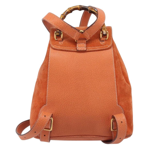 GUCCI Bamboo Backpack Suede Orange Gold 003 2058 0030 Auth 206284