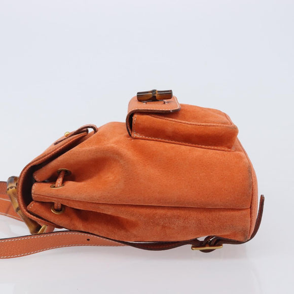 GUCCI Bamboo Backpack Suede Orange Gold 003 2058 0030 Auth 206284