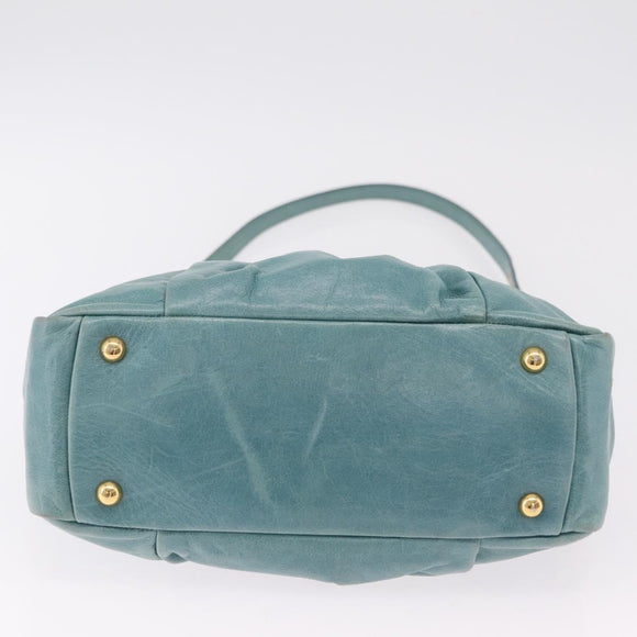 Miu Miu Vitellolux Matelasse Bag Leather 2way Turquoise Blue Gold Auth 206286M