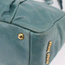 Miu Miu Vitellolux Matelasse Bag Leather 2way Turquoise Blue Gold Auth 206286M-18