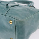 Miu Miu Vitellolux Matelasse Bag Leather 2way Turquoise Blue Gold Auth 206286M-20