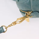 Miu Miu Vitellolux Matelasse Bag Leather 2way Turquoise Blue Gold Auth 206286M-21