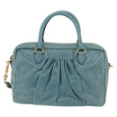 Miu Miu Vitellolux Matelasse Bag Leather 2way Turquoise Blue Gold Auth 206286M-13