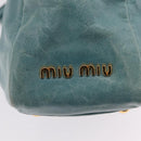 Miu Miu Vitellolux Matelasse Bag Leather 2way Turquoise Blue Gold Auth 206286M-22